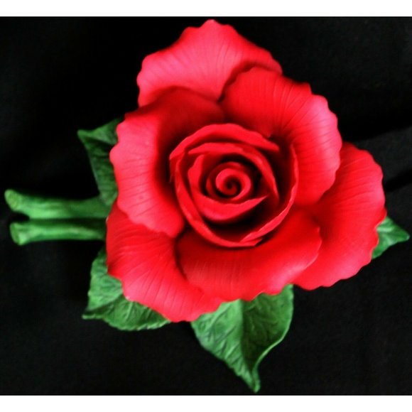 VTG Olympiad Hybrid Red Rose Flower Porcelain Ceramic Figurine Sculpted - Picture 9 of 12